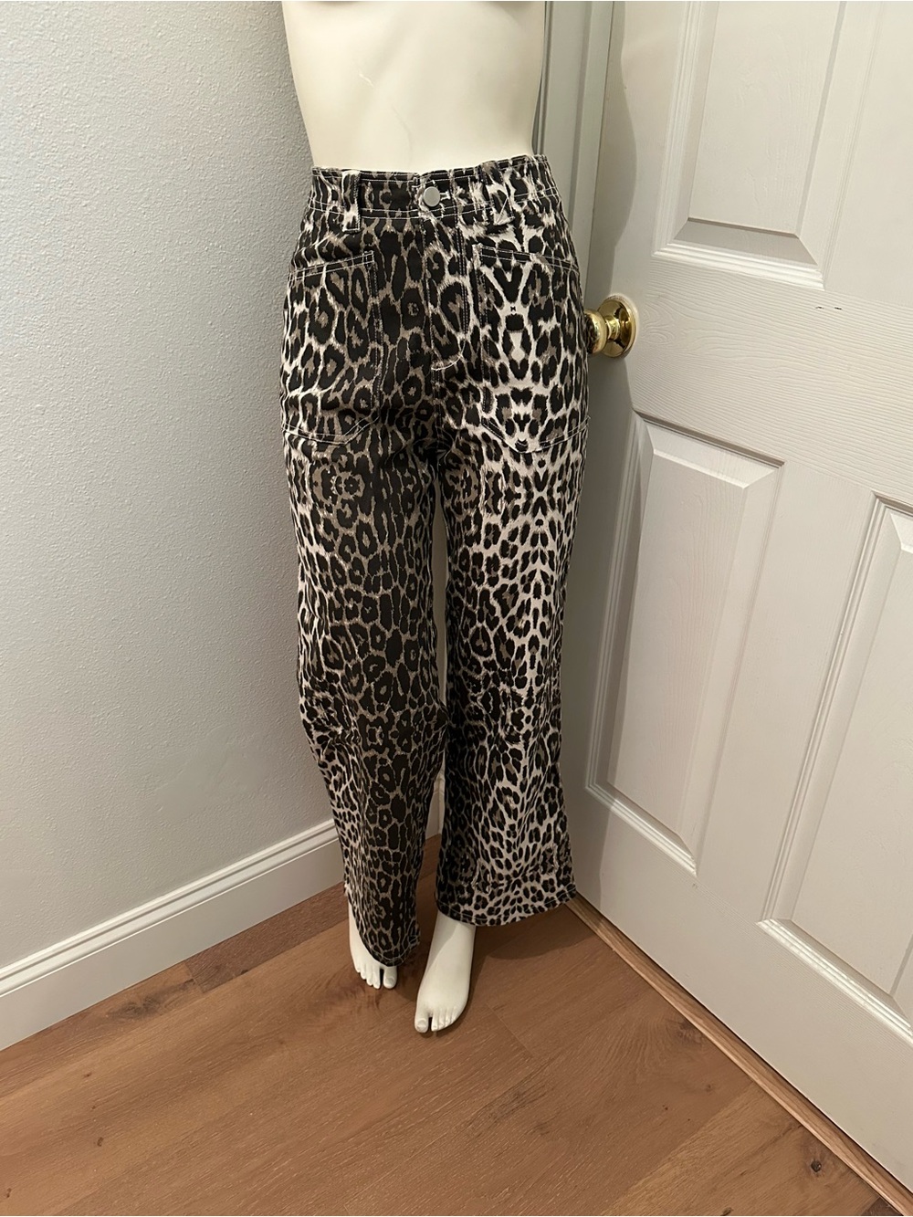 Papermoon Leopard Print Wide Leg Pants - Black, Brown size small animal print